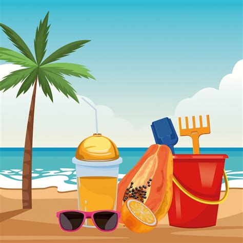 Summer Vacation Beach Cartoon