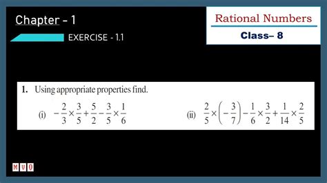 Math Class 8 Exercise 1 1 Qus 1 Rational Numbers Chapter 1 Ncert Mvo Youtube