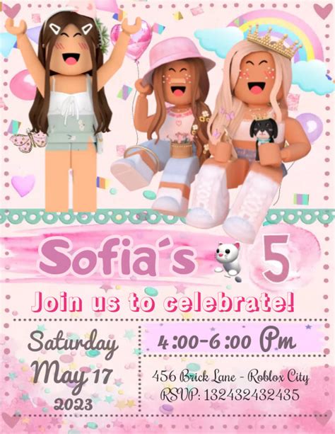 Girl Roblox Invitation Template Postermywall