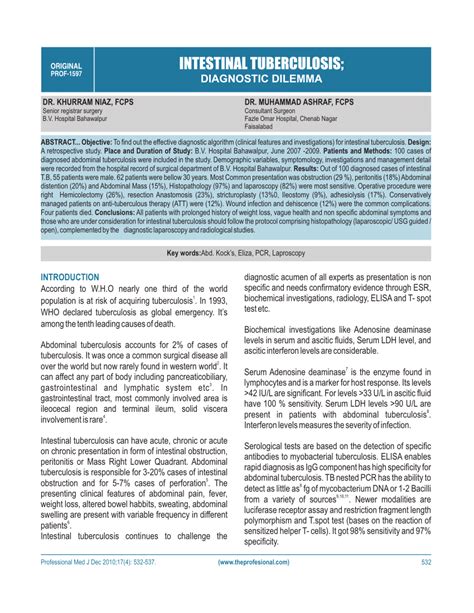 (PDF) Intestinal tuberculosis: Diagnostic dilemma