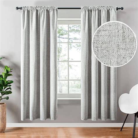 Topfinel Faux Linen Blackout Heavy Curtains Inches Length For