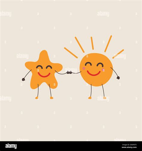 Sun And Star Friends Logo Friendship Help And Care Flat Icon