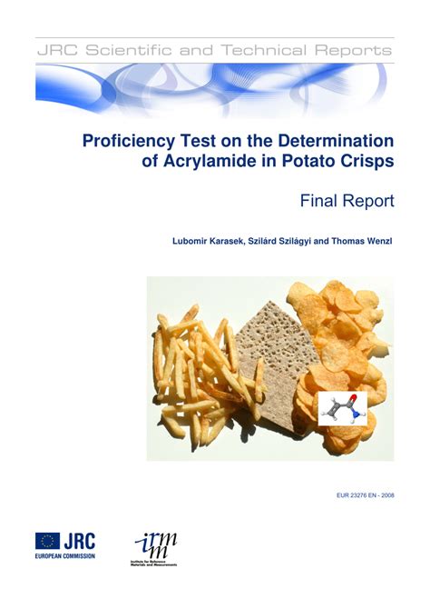 Pdf Proficiency Test On The Determination Of Acrylamide In Potato