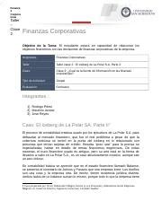 Finanzas Corporativas T2 Docx Finanza S Corpora Tivas Taller Clase