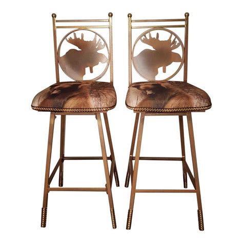 Northern Themed Moose Bar Stools A Pair Bar Stools Stool Metal Chairs