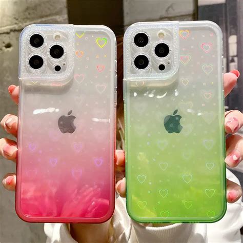 Holographic Laser Lover Heart Phone Case For Iphone 13 Pro Max 11 12