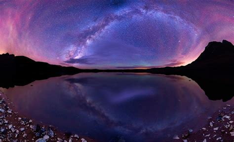 Wallpaper 2048x1250 Px Galaxy Hills Lake Landscape Long Exposure