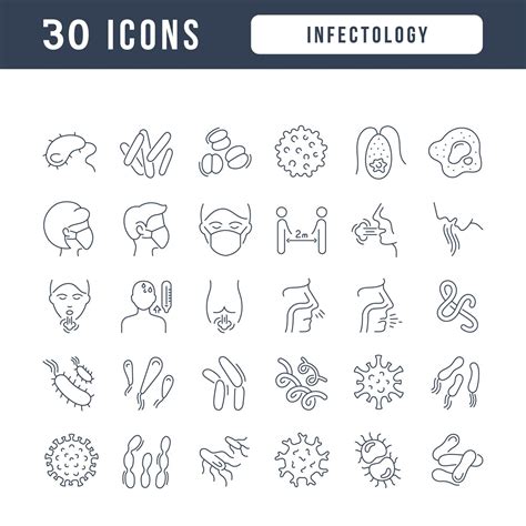 Set Of Linear Icons Of Infectology Vector Art At Vecteezy