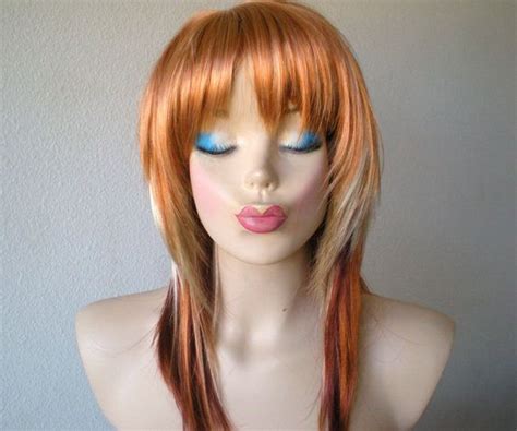 Wigs Orange Hair Blonde Orange Auburn Mix Wiglong Straight Hair By Kekeshop