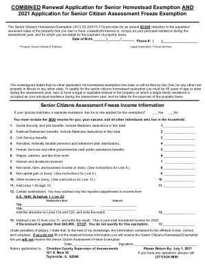 Fillable Online Application For Senior Citizen Assessment Freeze