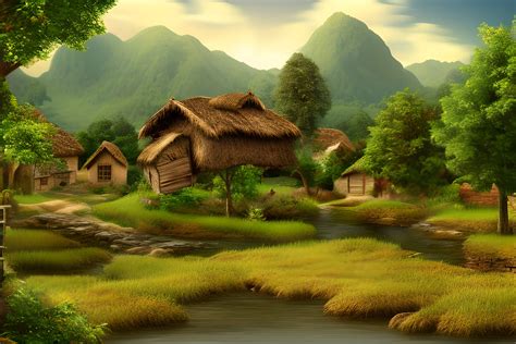 Village Scenery Landscape Background Graphic by Craftable · Creative ...