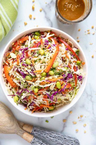 Asian Slaw With Peanut Sesame Ginger Dressing Lemon Blossoms