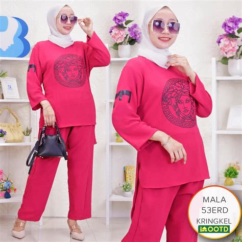 Jual One Set Tunik Viral Motif Sablon Model Pinguin Kringkel Airflow