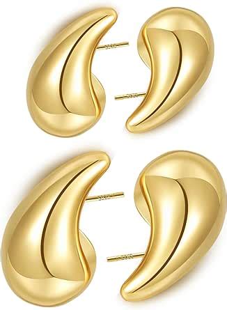 Pabbeu Pairs Bottega Earring Dupes Chunky Gold Hoop Earrings Set Gold