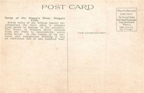 Vintage Postcard S The Gorge Of Niagara River Niagara Falls New