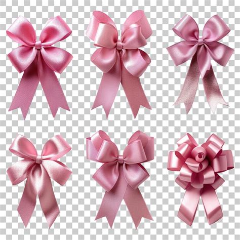 Premium Psd Collection Of Various Pink Ribbon Bow On Transparent