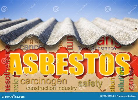 Old Aged Dangerous Roof Made Of Corrugated Asbestos Panels