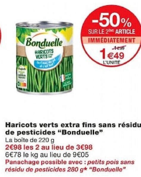 Promo Haricots verts extra fins sans résidu de pesticides Bonduelle