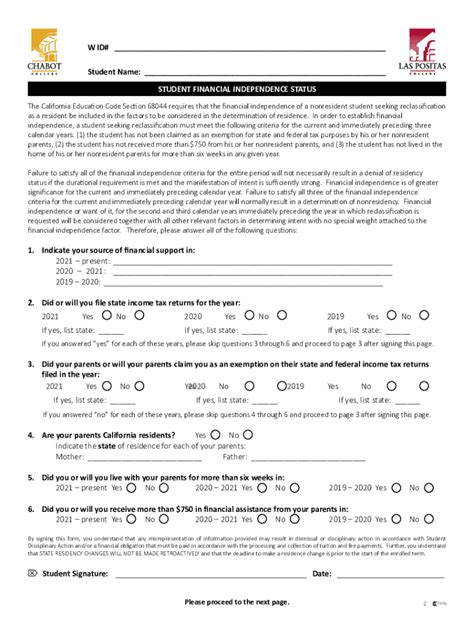 Fillable Online Residency Reclassification Petition Chabot College