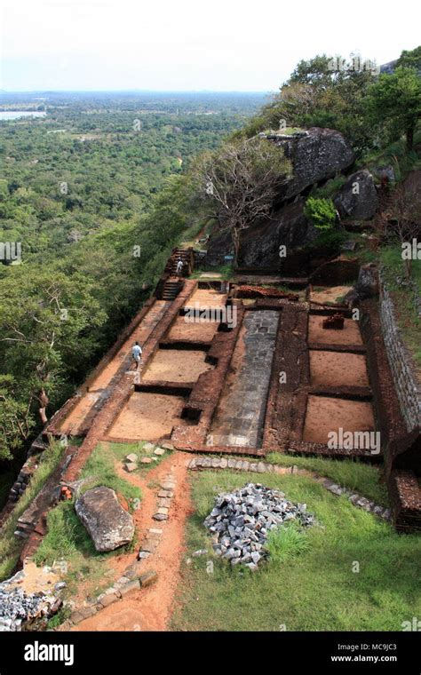 Ancient Ruins On Top Of The Lion Rock Sigiriya Sri Lanka Stock Photo