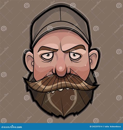 Desenho Animado Cabeça De Homem Barba E Bigode Ilustração do