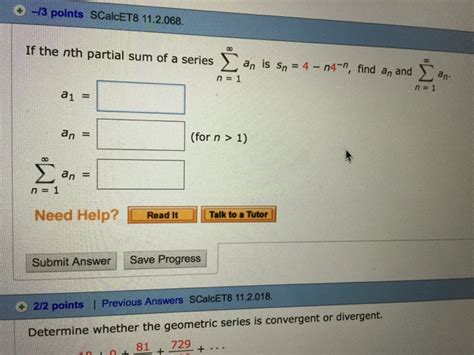 Solved If The Nth Partial Sum Of A Series Sigma N 1