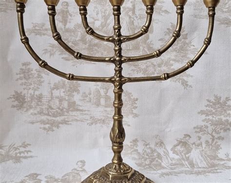 XXL Signed Large Antieke Authentieke Chanoeka Menora Jew Candlestick