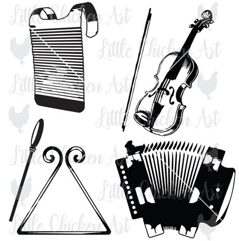 Cajun Musical Instruments Cut File Clip Art Svg Silhouette Cameo