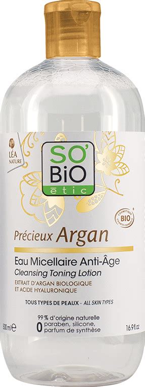 SOBio étic Précieux Argan Eau micellaire anti âge 500 ml au