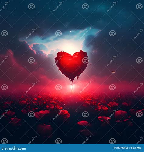 Heart In The Night Sky 3d Rendering 3d Illustration Stock