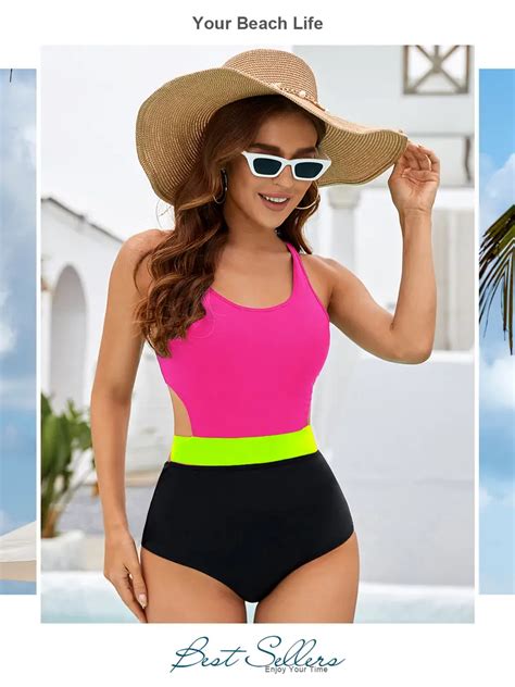 Womens High Waisted Bathing Suit One Piece Swimsuits Monokini