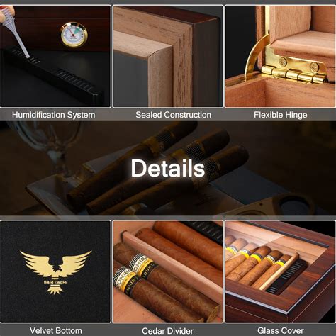 Snapklik Bald Eagle Handmade Cigar Humidor Cedar Cigar Desktop Box