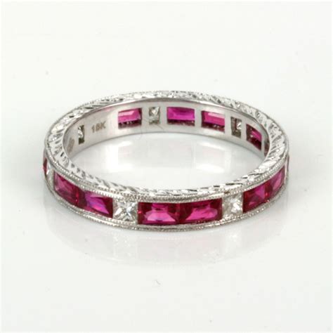 18ct ruby and diamond eternity ring.