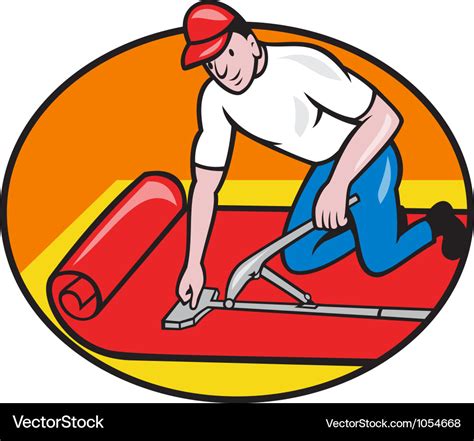 Carpet Layer Fitter Worker Cartoon Royalty Free Vector Image