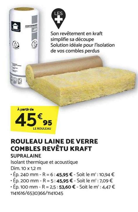 Promo Rouleau Laine De Verre Combles Rev Tu Kraft Chez Bricorama