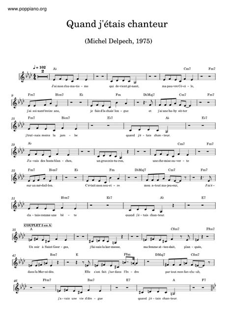 Michel Delpech Quand J Tais Chanteur Sheet Music Pdf Free Score