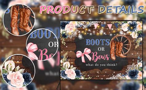 Amazon Mocsicka Boots Or Bows Gender Reveal Backdrop He Or She