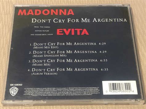 Cd Maxisingle Madonna Evita Dont Cry For Me Argentina Cuotas Sin