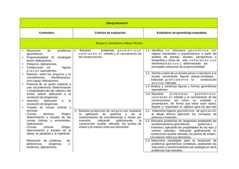 PDF Dibujo técnico II Contenidos Criterios de evaluación ies