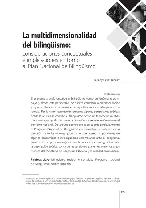 Pdf La Multidimensionalidad Del Biling Ismo Consideraciones