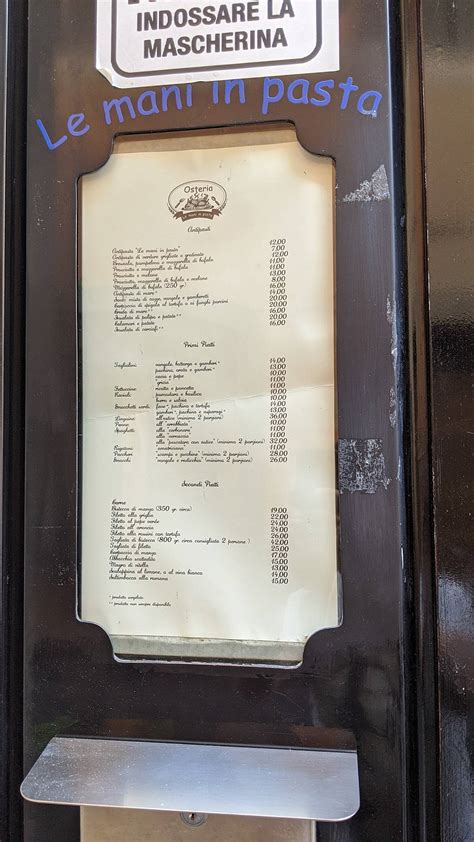 Menu Da Le Mani In Pasta Ristorante Roma Via Dei Genovesi