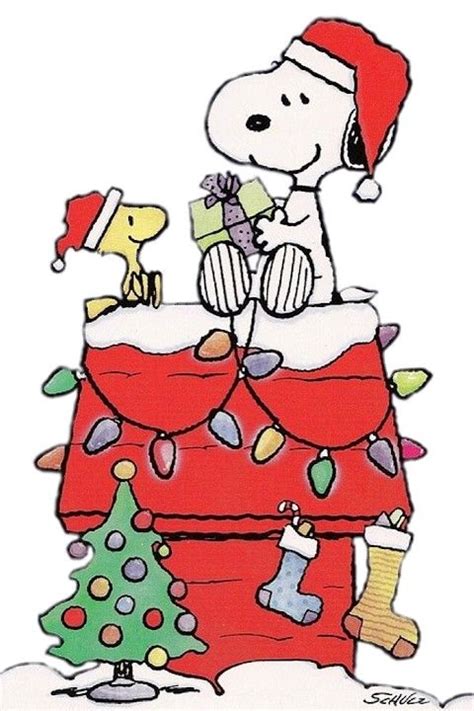 A Charlie Brown Christmas Card With A Dog On Top Of It And Presents In
