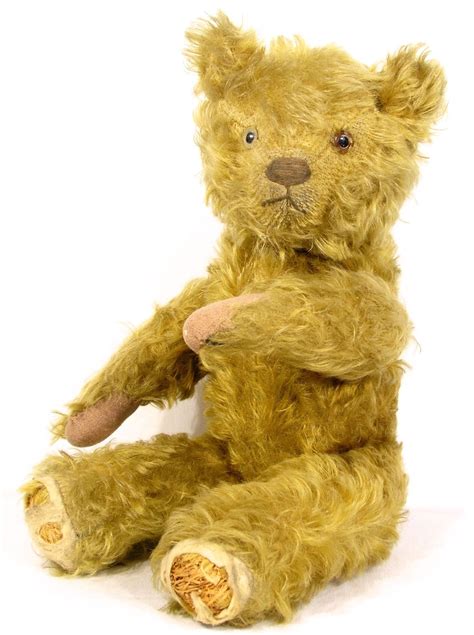 Antique Golden Teddy Bear Jointed Straw Filled Growler Ideal Schuco