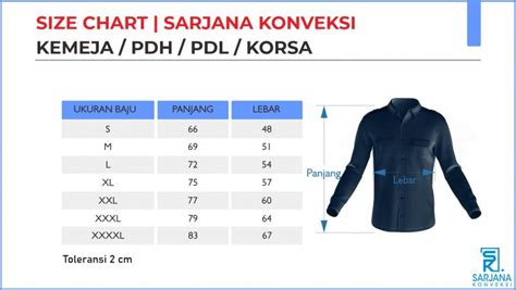 Size Chart Konveksi Pdh Pdl Jaket Polo Kaos Korsa Di Jogja