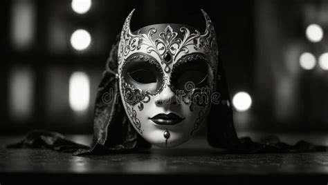 Mask In Black White Opera Mask Abandon On Dark Stage Halloween Copy