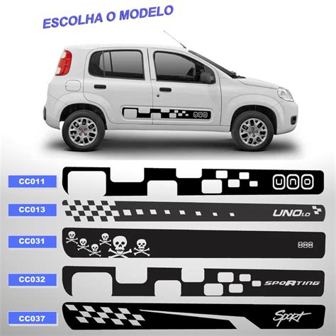 Kit Adesivo Uno Sporting Faixa Lateral 4 Porta Completo Elo7