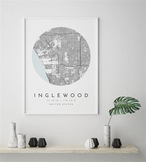 Inglewood Map Inglewood California City Map Home Town Map | Etsy