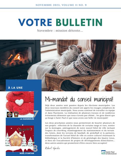 Votre BULLETIN du mois de novembre est ARRIVÉ Municipalité de Saint