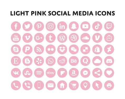 Light Pink Social Media Icons Bundle Over 200 Social Media - Etsy