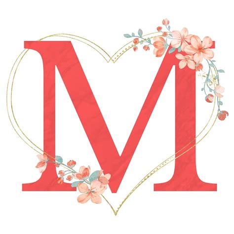 Premium Vector Letter M Flower Concept Watercolor Floral